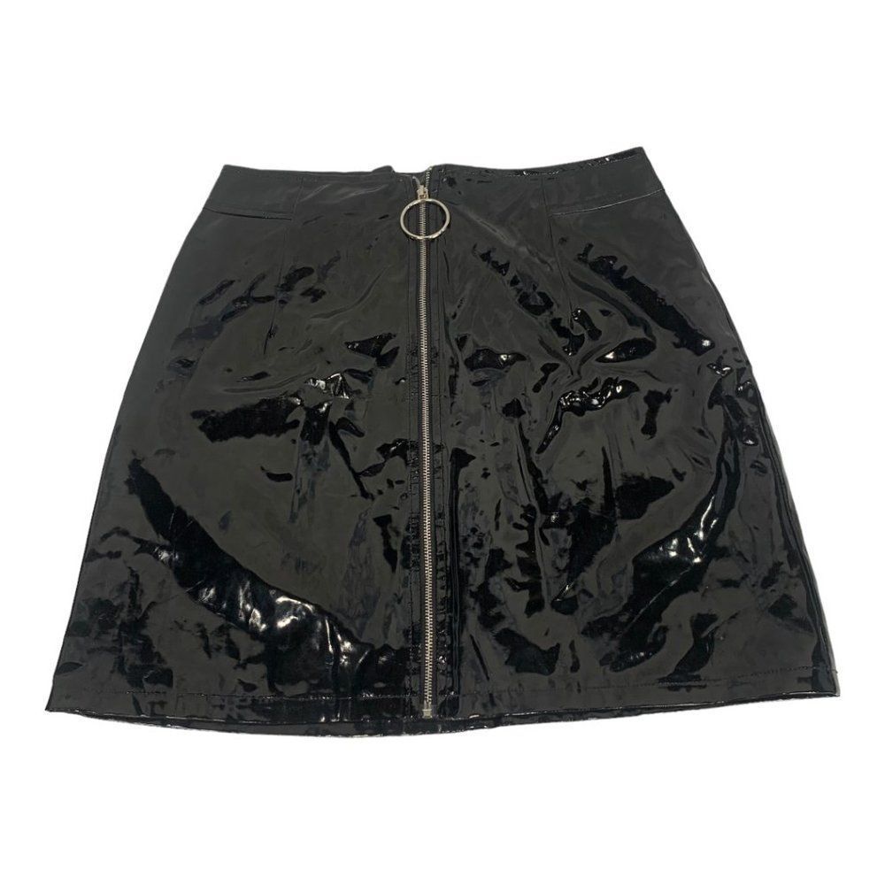 Boohoo Black Patent Mini Skirt